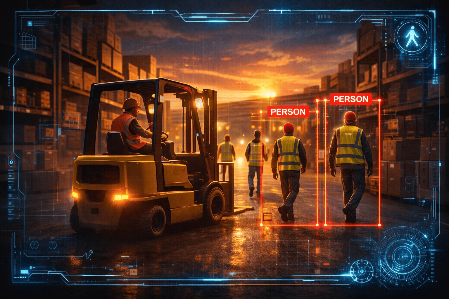 Sistema anticolisión Proxicam en carretilla elevadora detectando trabajadores mediante Inteligencia Artificial